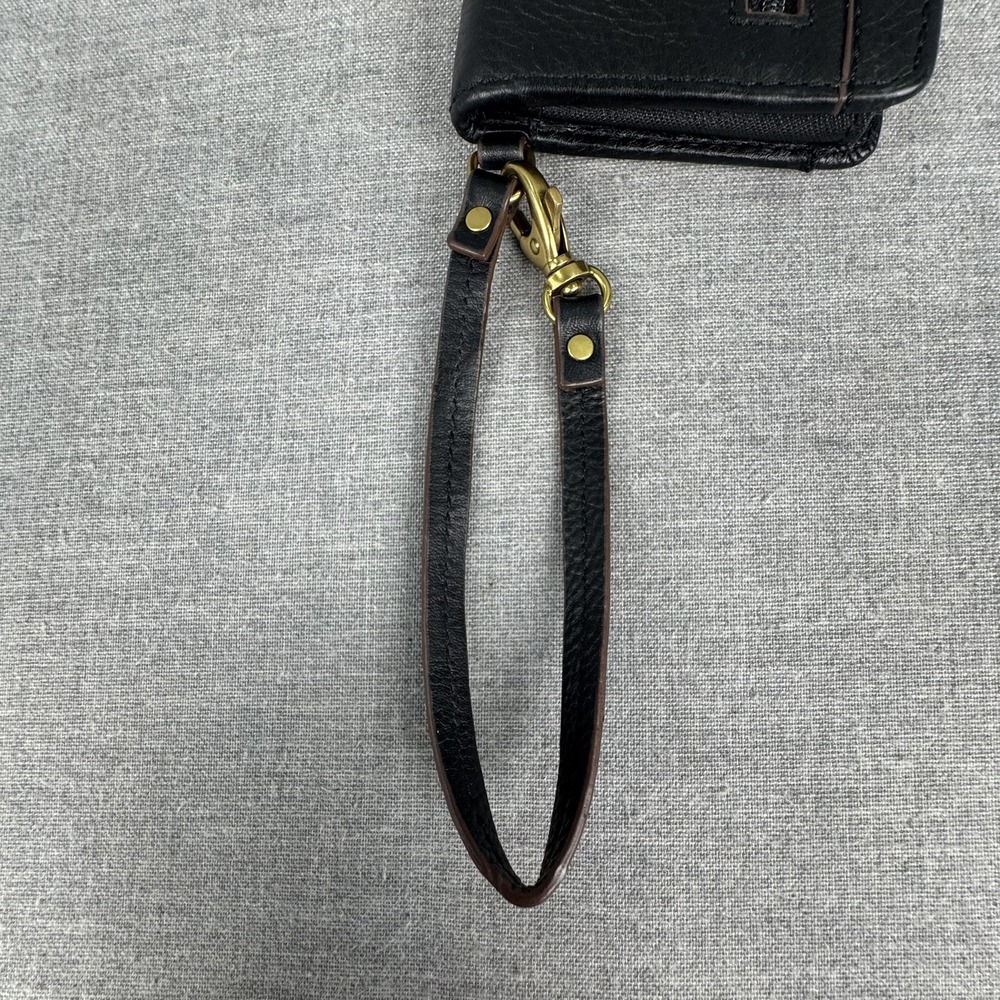 Fossil Wallet Womens Black Leather Wristlet Clutch Card Holder Zip Pocket Bag - Picture 10 of 10